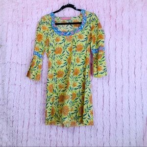 C Orrico.  Woman’s Tunic  Dress yellow orange blue